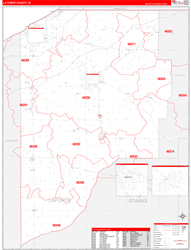 La Porte County, IN Wall Map Zip Code Red Line Style 2024
